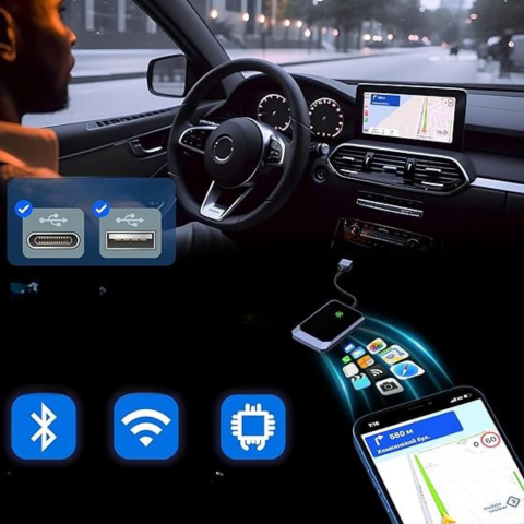 Adattatore CarPlay Wireless – Connessione Automatica e Veloce