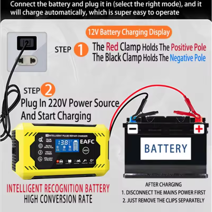 Chargeur De Batterie Voiture Intelligent 12V/24V - Affichage LCD & Protection Automatique