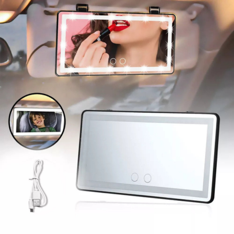 Zrcadlo LED do sluneční clony pro auto – nastavitelný a dobíjecí osvětlení