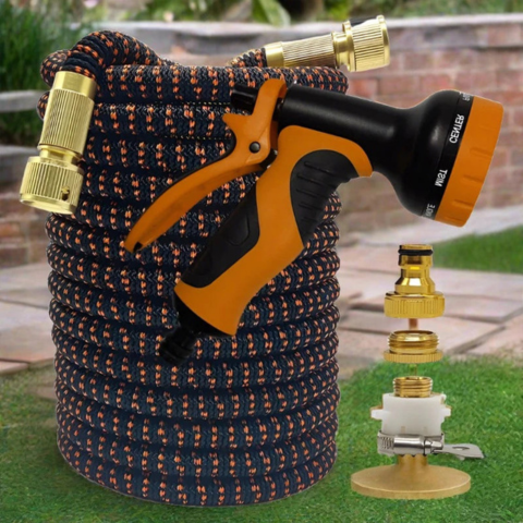 Tuyau D’Arrosage Extensible — Multifonction Avec Pistolet Haute Pression