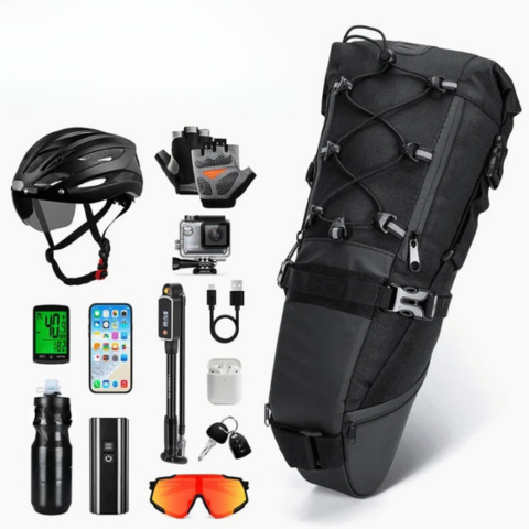 Bolsa de sillín de bicicleta de gran capacidad — impermeable y reflectante