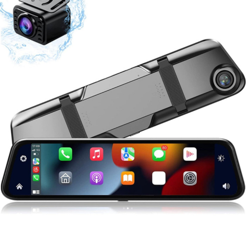 Wireless Dashboard Camera — 12" Touchscreen 2K Rearview Mirror