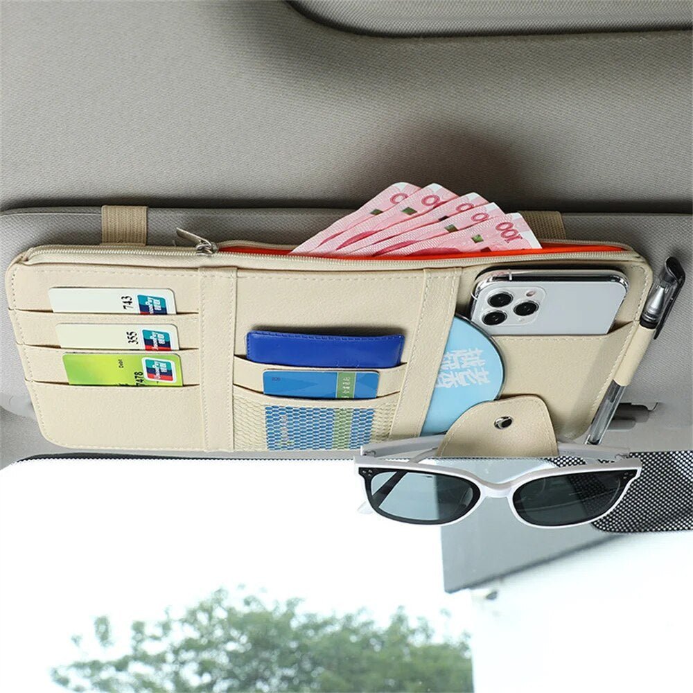 Organizador de Auto para Parasol — Mantenga Sus Accesorios al Alcance de la Mano