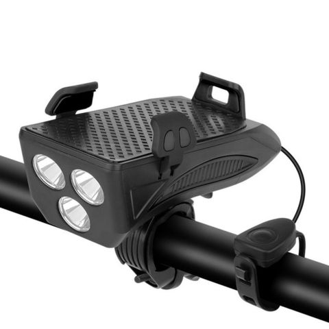Lampe De Vélo Multifonction – Support Téléphone Et Klaxon