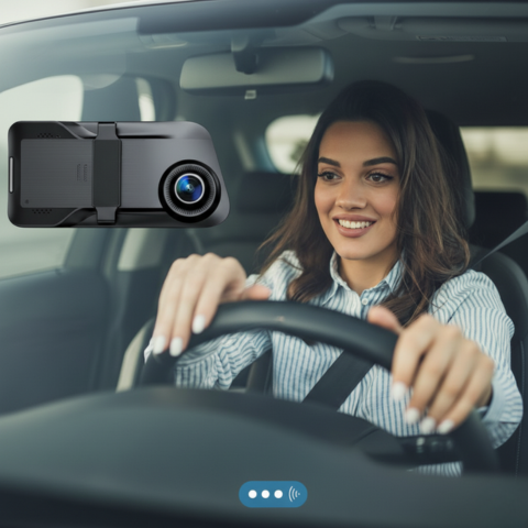 Wireless Dashboard Camera — 12" Touchscreen 2K Rearview Mirror 