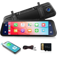 Wireless Dashboard Camera — 12" Touchscreen 2K Rearview Mirror 