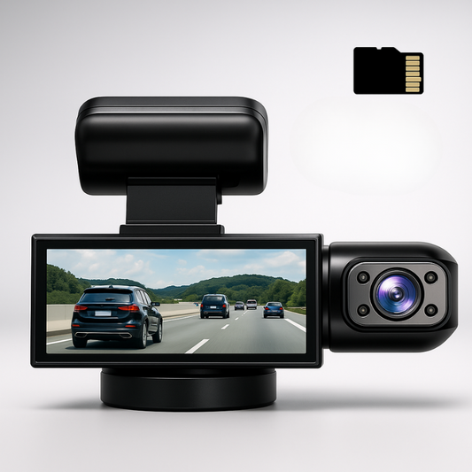Dashcam Doppia Full HD Auto - Visione Notturna + Telecamera Interna