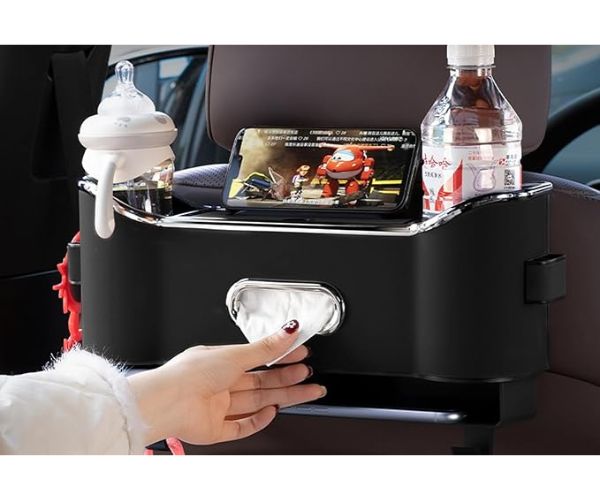 منظم المقعد الخلفي مع خطافات وصندوق تخزين - مساحة محسّنة وسيارة مرتبة